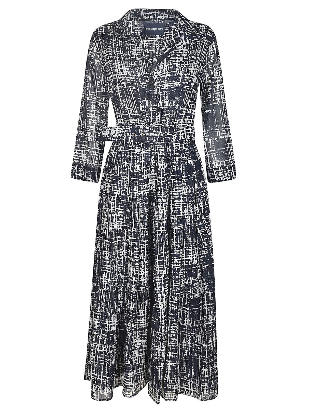 Samantha Sung Indigo Floral Midi Dress