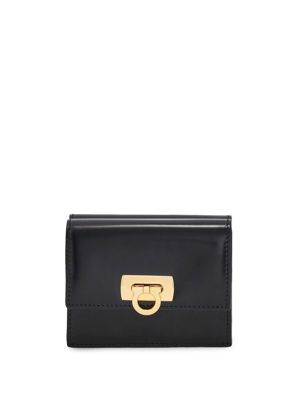 CHLOÉ Black Leather Wallet with Gancini Hook Closure - Women's Fashion Accessory