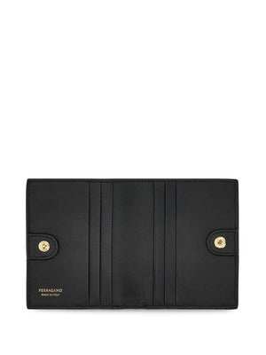 CHLOÉ Black Leather Wallet with Gancini Hook Closure - Women's Fashion Accessory