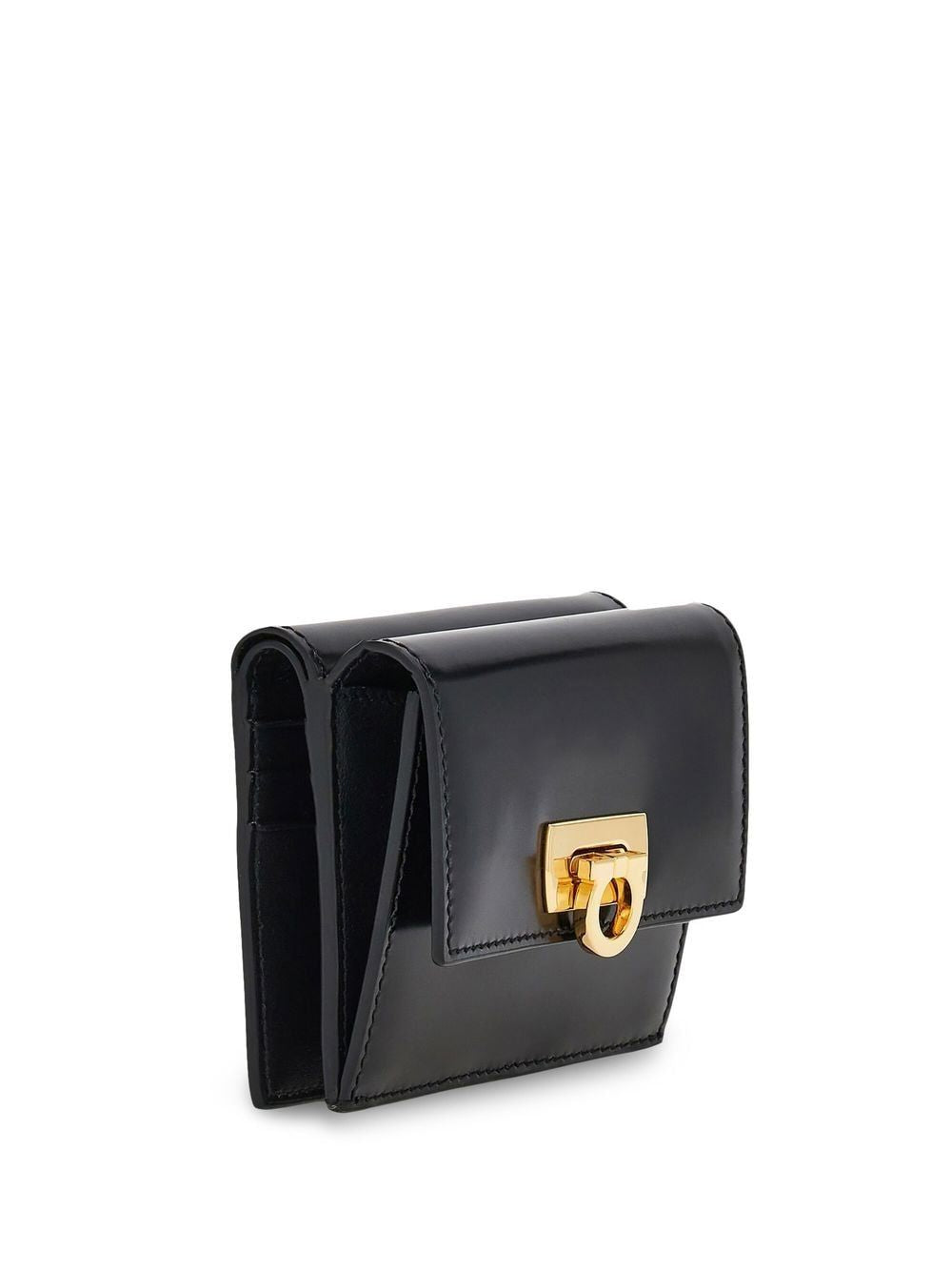 CHLOÉ Black Leather Wallet with Gancini Hook Closure - Women's Fashion Accessory