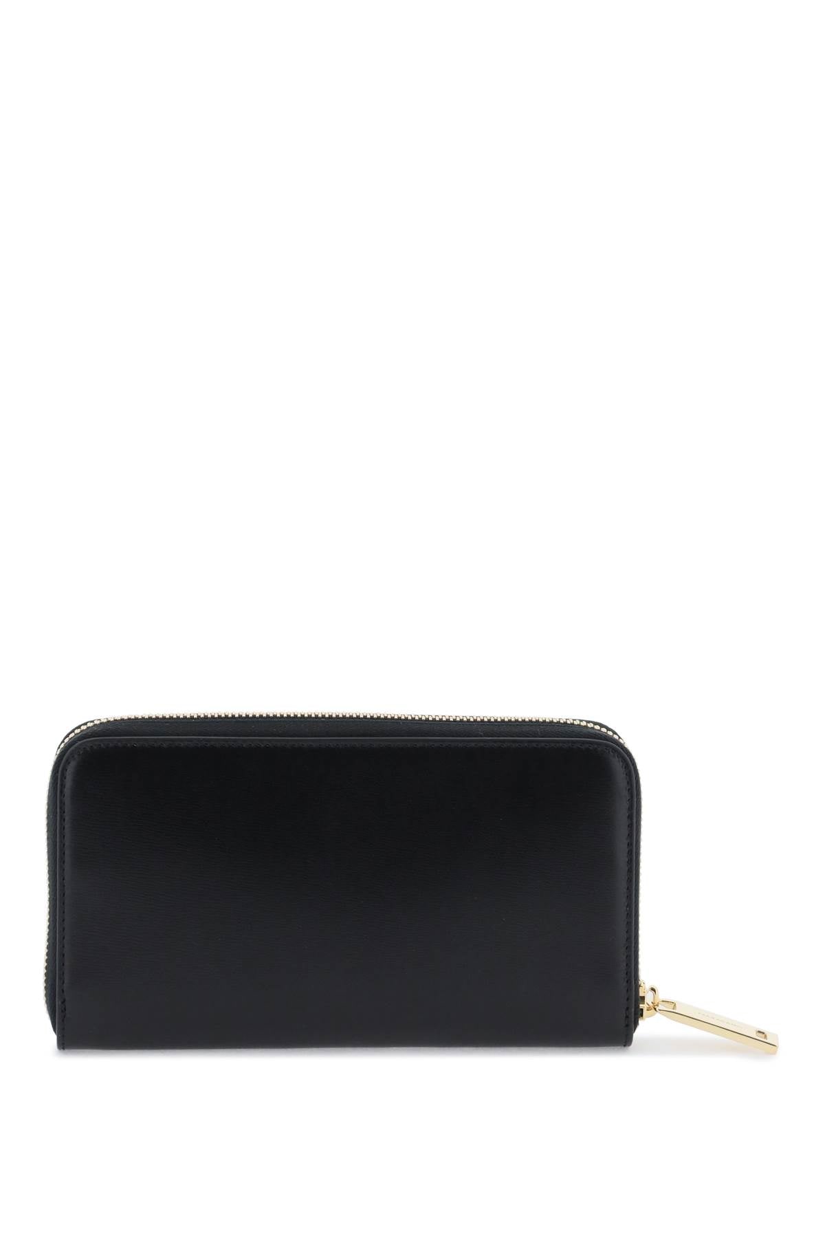 CHLOÉ Black Gancini Hook Leather Wallet with Zip Around Closure