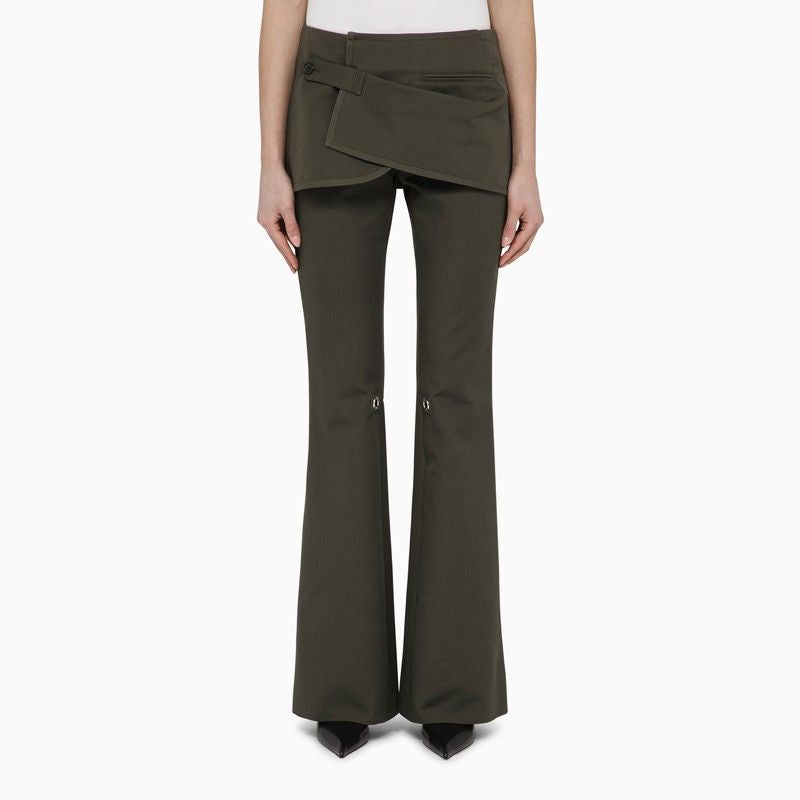 COURREGÈS Military Green Cotton Mini Skirt Trousers