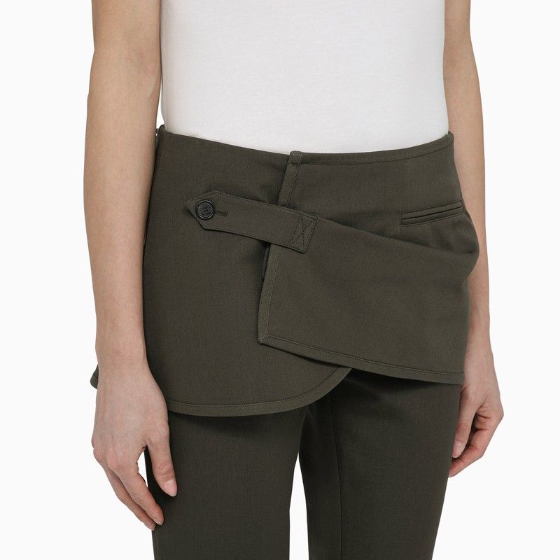 COURREGÈS Military Green Cotton Mini Skirt Trousers