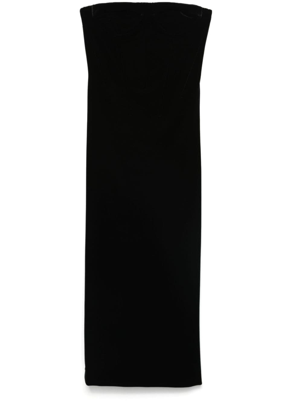 MAX MARA SPORTMAX Elegant Black Stretch Velvet Dress with Boned Bodice