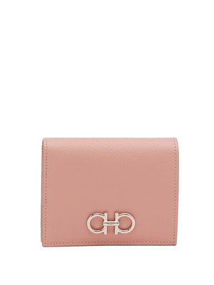 FERRAGAMO Luxury Mini Leather Wallet with Iconic Snap Closure