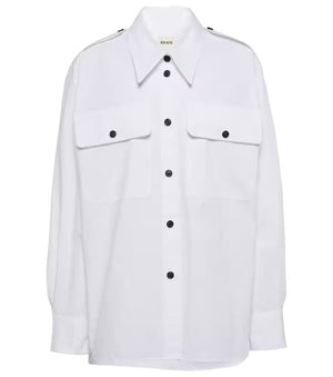 KHAITE Crispy Cotton Poplin Oversized Shirt | Low-Set Sleeves, Italian Collar, American Button Placket