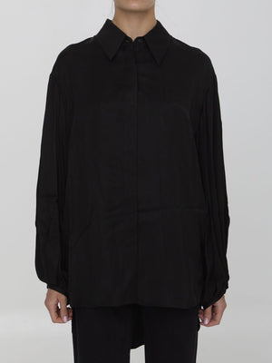 KHAITE Fluid Twill Shirt with Blouson Sleeves - Regular Fit