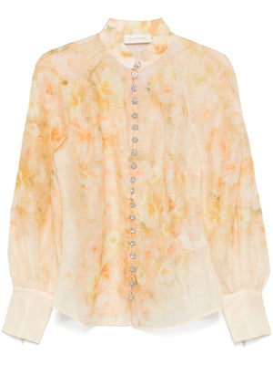 ZIMMERMANN Floral Printed Linen-Silk Blend Shirt