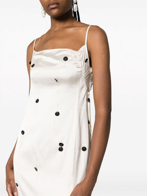 JACQUEMUS Polka-Dot Midi Dress for Women in Off-White and Black