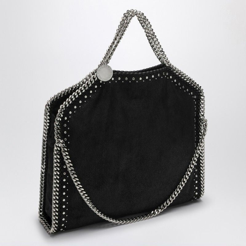 STELLA MCCARTNEY Black Falabella Foldover Tote with Stud Accents