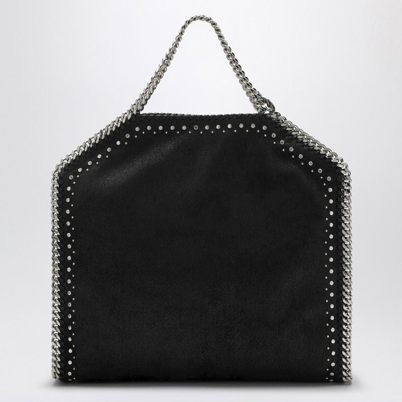 STELLA MCCARTNEY Black Falabella Foldover Tote with Stud Accents