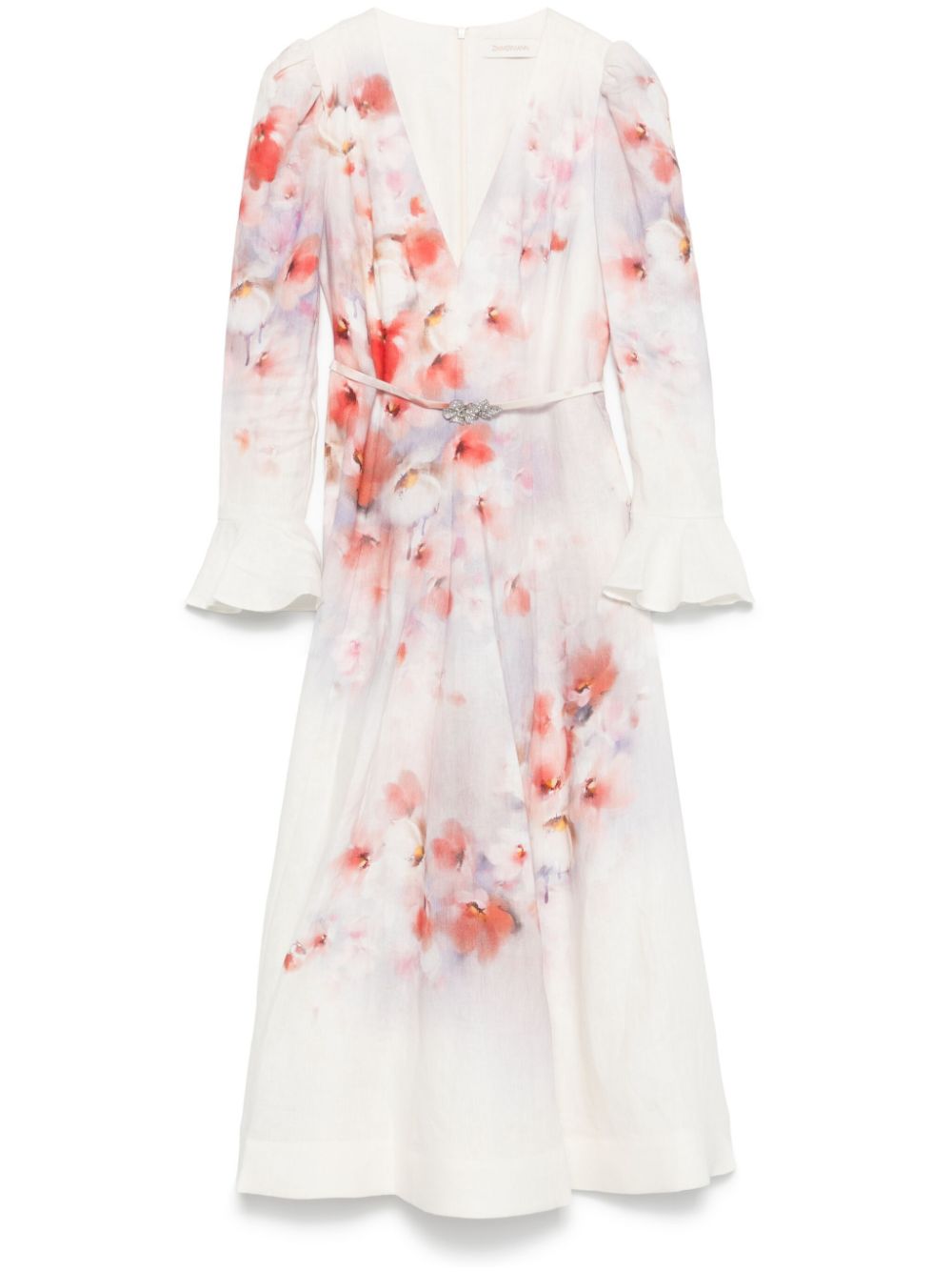 ZIMMERMANN Crush Printed Linen Long Dress for Women