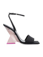 THE ATTICO Black & Pink Satin Sandals with Plexiglass Wedge for Women