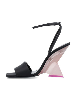 THE ATTICO Black & Pink Satin Sandals with Plexiglass Wedge for Women