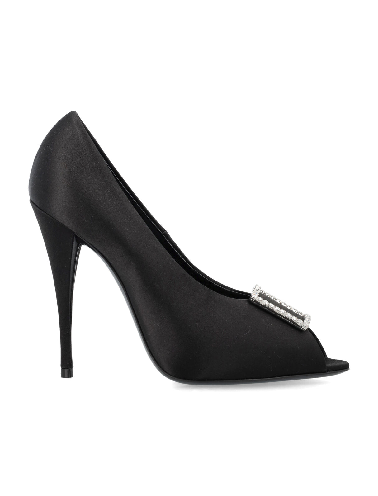 Elegant Peep Pumps for Women in Satin Crepe by Saint Laurent