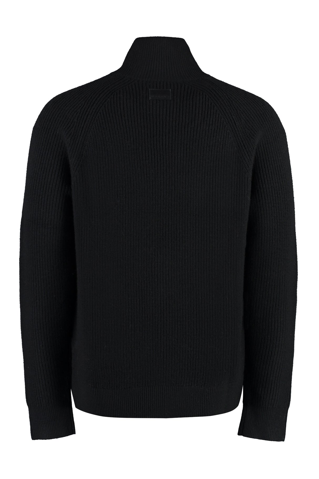 ISABEL MARANT Men's Black High Collar Merinos Wool Zipped Cardigan for Fall/Winter 2023