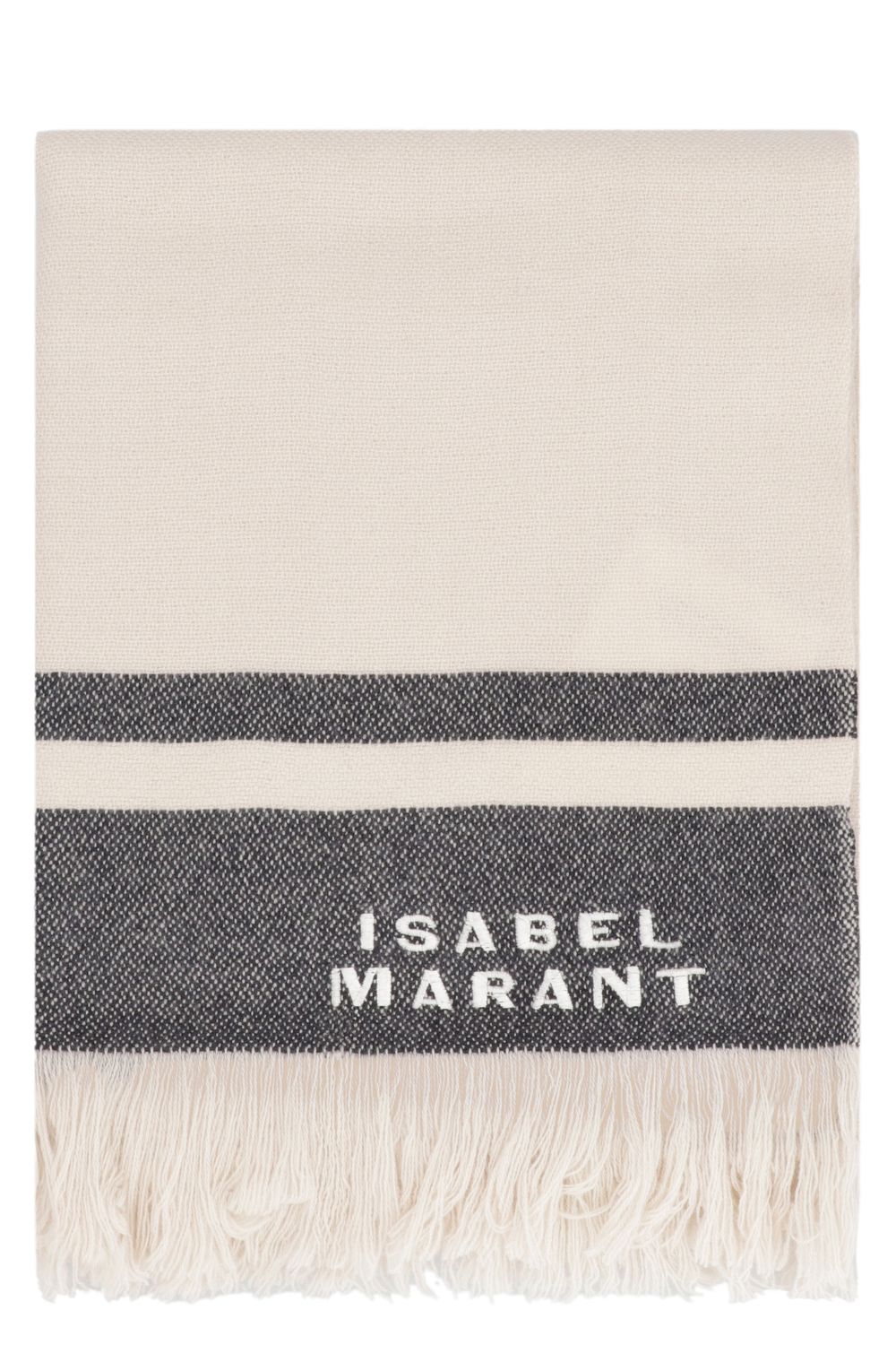 ISABEL MARANT Luxurious Wool-Cashmere Fringed Scarf 220x55 cm