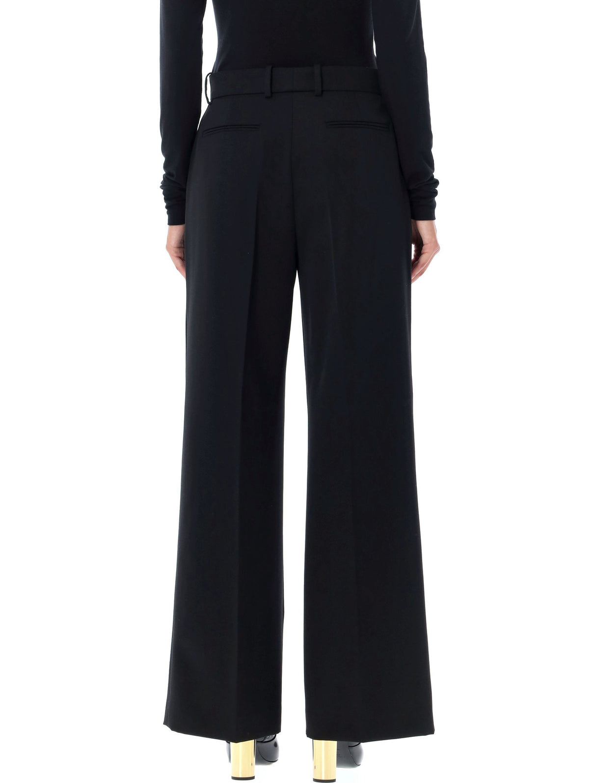 LANVIN Flared High Rise Formal Pants with Wide Cuffs for Women