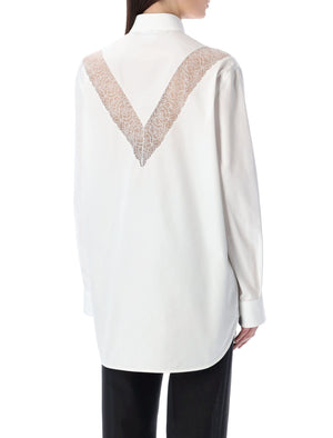 BURBERRY Optic White Lace Trim Shirt for Women - SS23 Collection