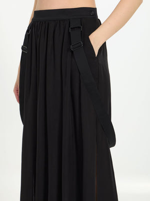 MAX MARA Elegant Black Silk Chiffon Midi Skirt