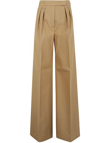 MAX MARA High-Waisted Wide-Leg Cotton Pants in Light Brown for Women