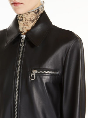 MAX MARA SPORTMAX 24SS Women's Leather Jacket for Fashion-Forward Outerwear