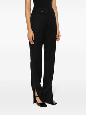 JACQUEMUS High-Waisted Straight Leg Pants with Split Cuffs