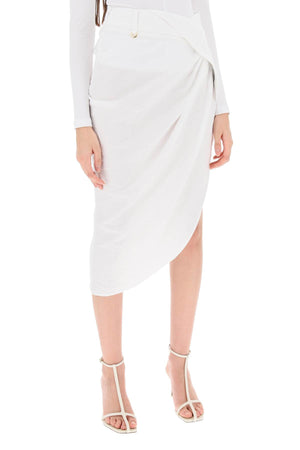 JACQUEMUS Asymmetric Textured Skirt - Classic White