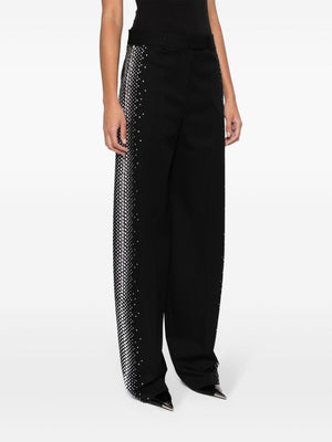 THE ATTICO Black Rhinestone Wide-Leg Wool Trousers