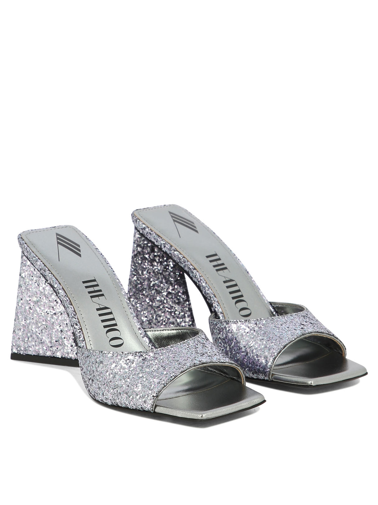 THE ATTICO Grey Pyramid Heel Slip-On Sandals for Women