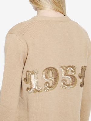 MAX MARA Camel Wool-Cashmere Sequined Cardigan