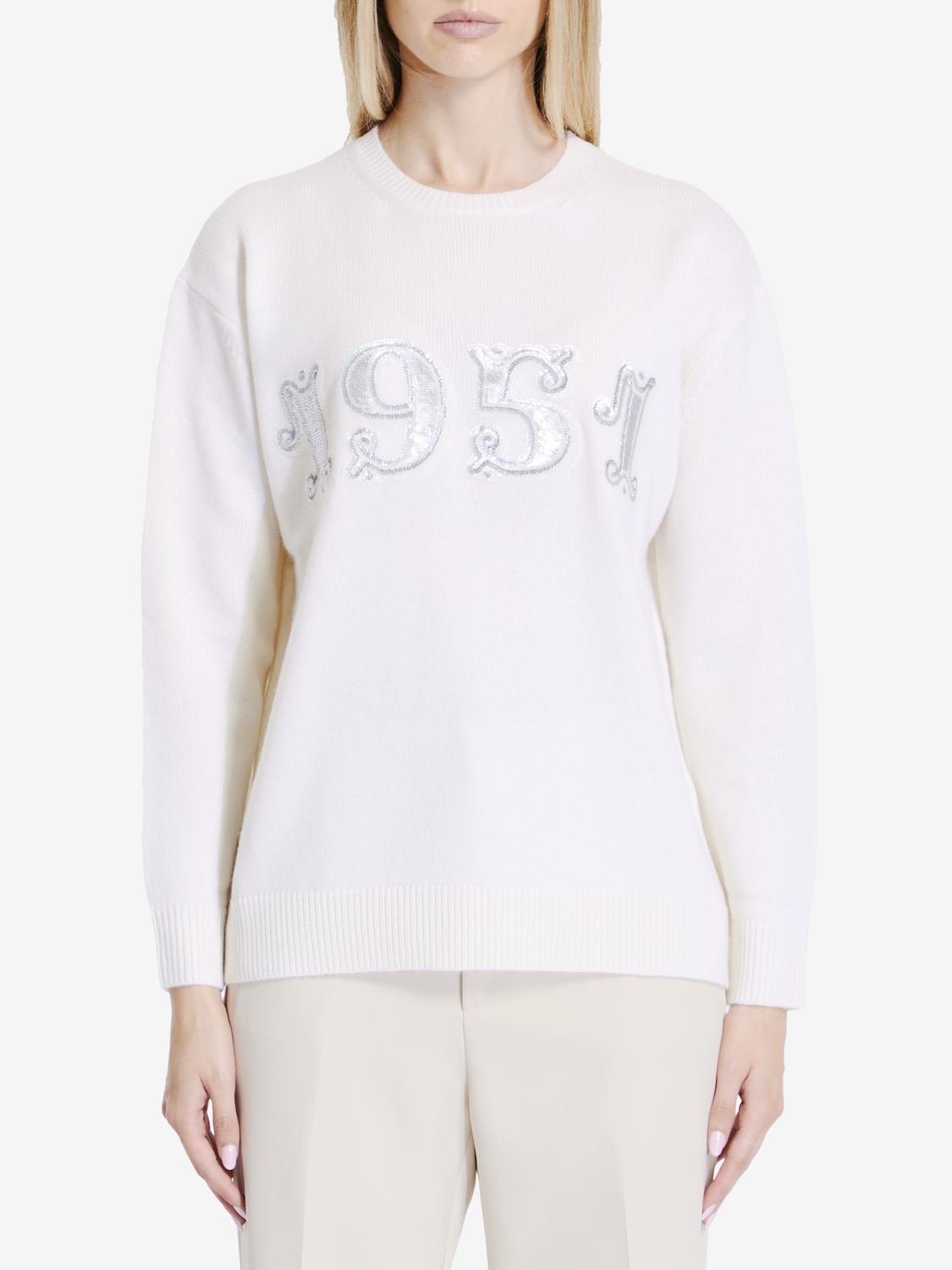 MAX MARA Plata Sweater with Sequin Motif - Regular Fit