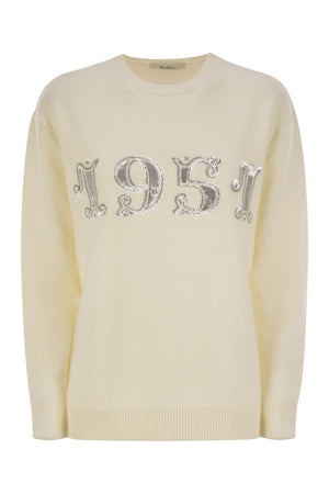 MAX MARA Luxurious Wool & Cashmere Pullover with Sequin Motif