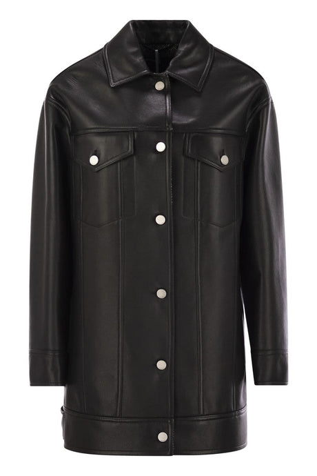 MAX MARA Oversized Nappa Leather Over Jacket