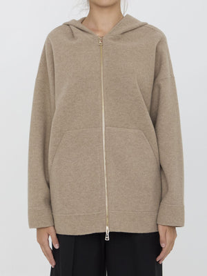 MAX MARA Soft Beige Zip-Up Hoodie with Relaxed Fit