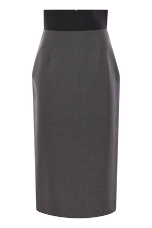 MAX MARA SPORTMAX Stretch Wool Pencil Skirt - High Waist Design