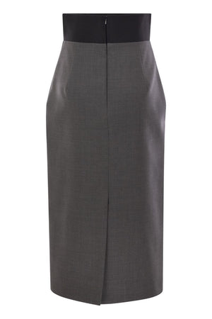 MAX MARA SPORTMAX Stretch Wool Pencil Skirt - High Waist Design