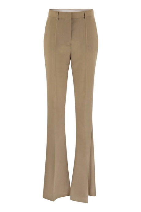 MAX MARA SPORTMAX Beige Flared Wool-Blend Trousers