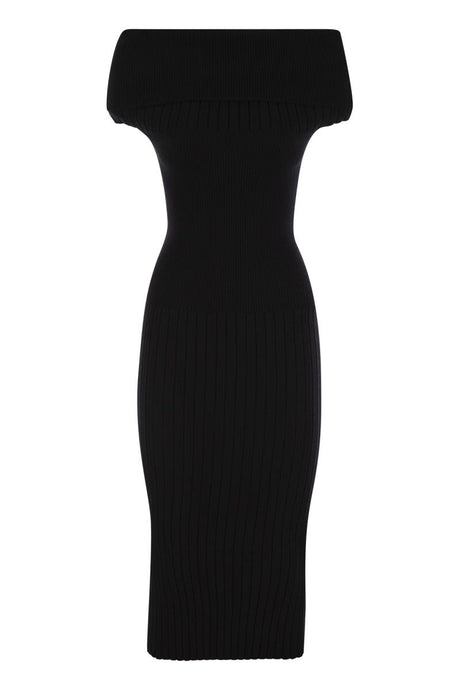 MAX MARA SPORTMAX Elegant Off-Shoulder Knit Dress