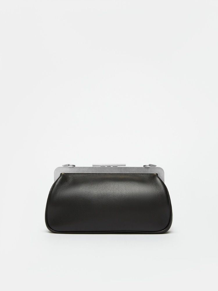 MAX MARA Mini Clasp Handbag in Luxe Black Leather