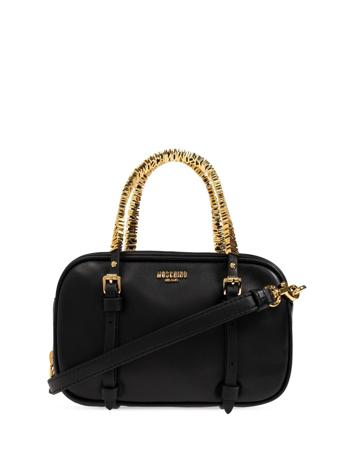 MOSCHINO COUTURE Chic Mini Leather Handbag with Decorative Buckle