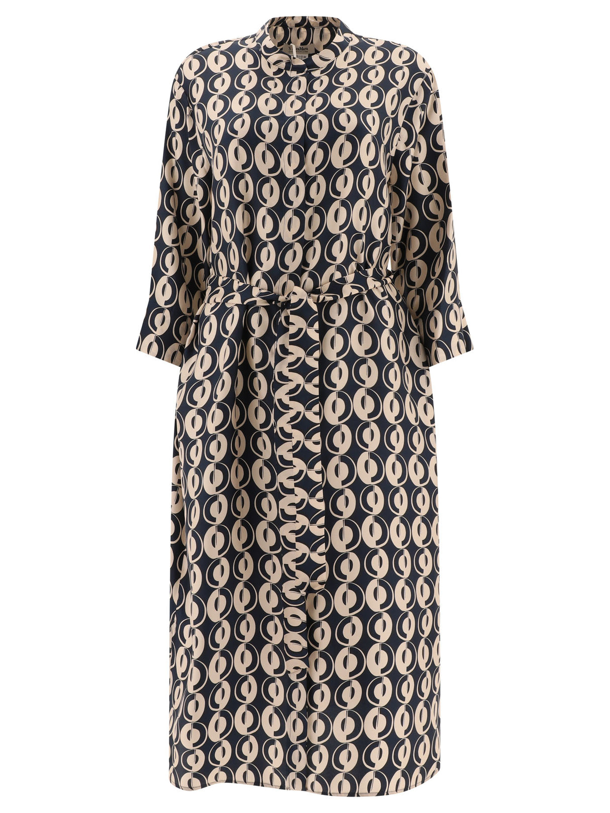 MAX MARA Elegant Silk Shirt Dress with Abstract Print