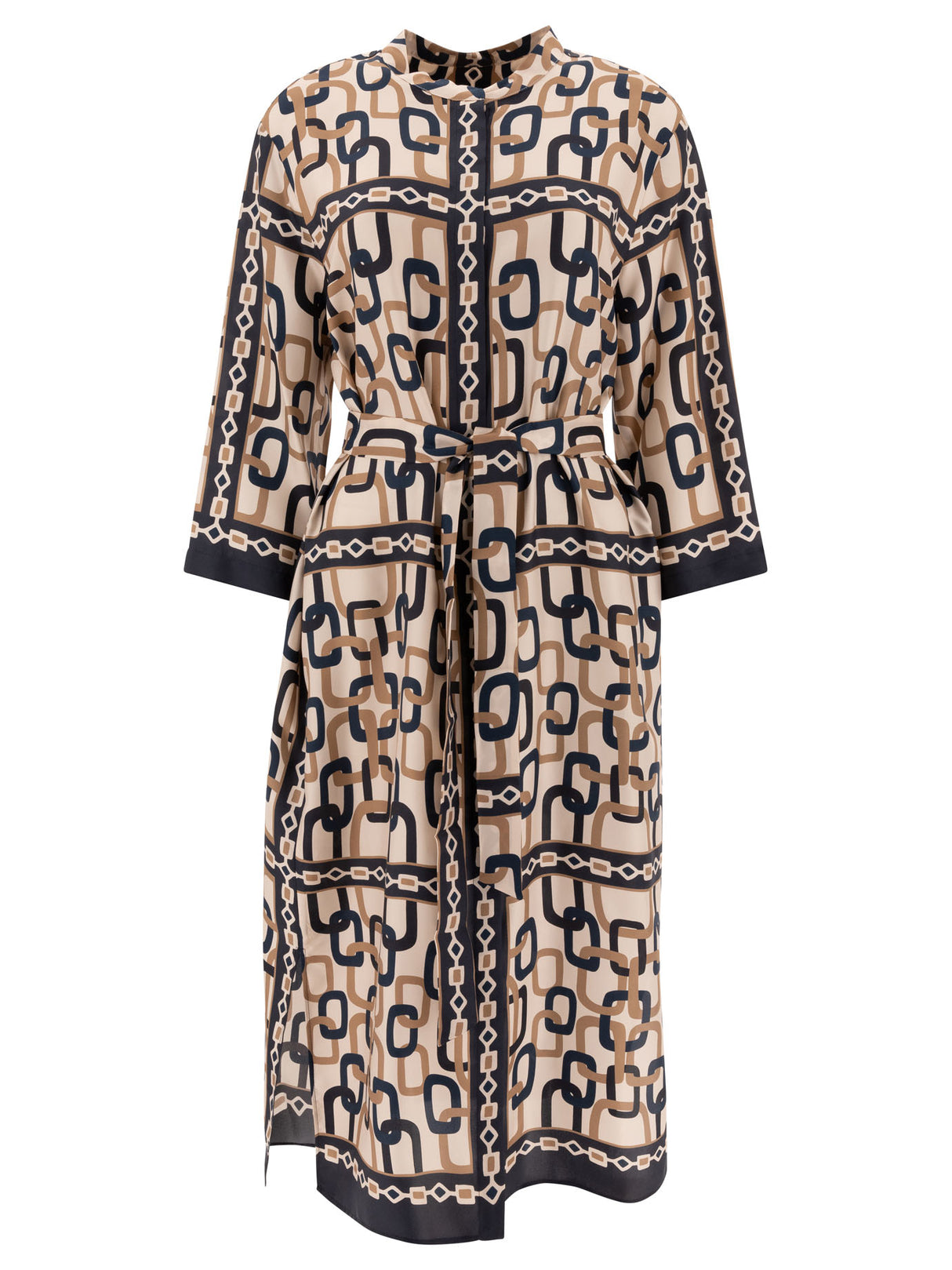 MAX MARA Silk Printed Twill Dress - Regular Fit, Long Sleeves