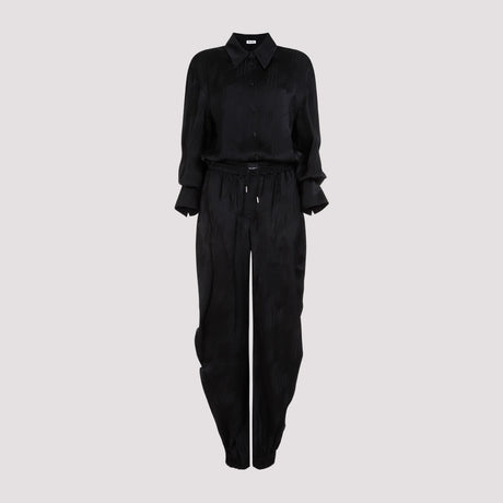 THE ATTICO Classic Black Viscose Overall Jumpsuit for Women - SS24