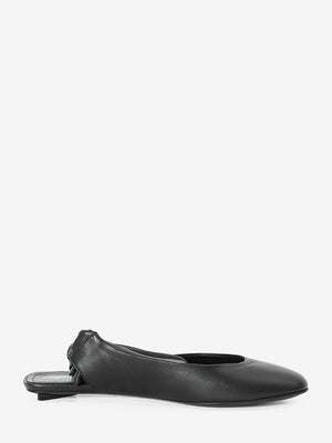 THE ATTICO Elegant Black Nappa Leather Ballerinas with Ankle Ties, Heel Height 0.5cm