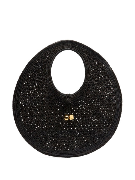 JACQUEMUS Circular Raffia Handbag with Charm Detail