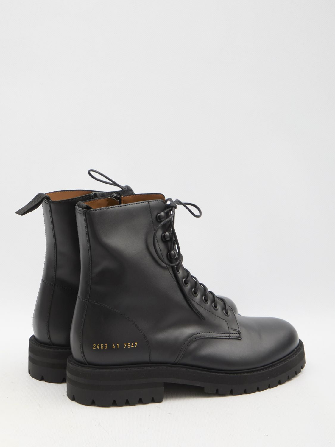 COMMON PROJECTS Men's Combat Boots - Leather Round Toe with Side Zip