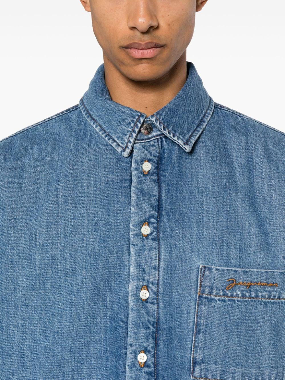 JACQUEMUS Men's Classic Blue Cotton Shirt