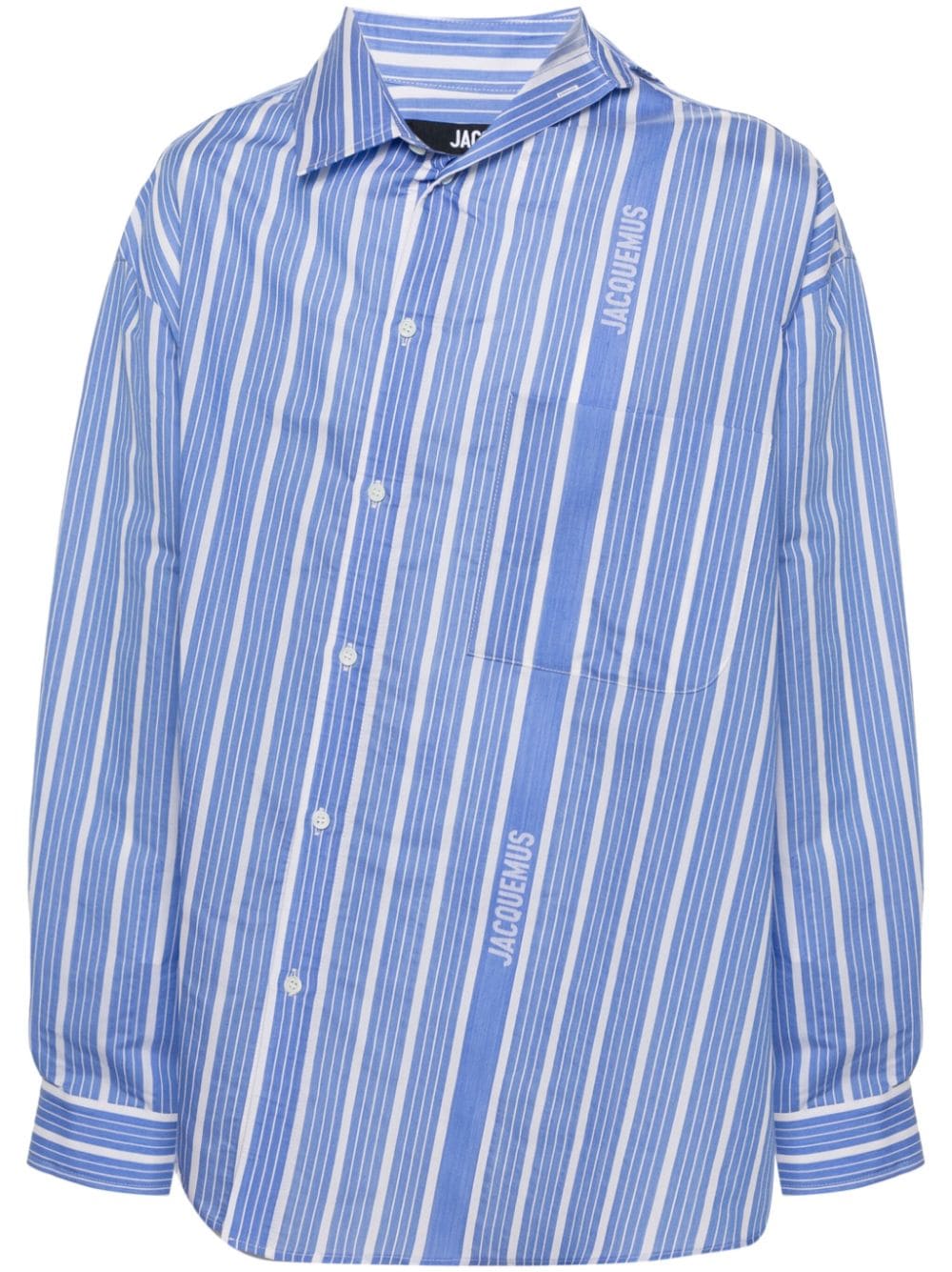 JACQUEMUS Men's Striped Long Sleeve Shirt - Blue and White