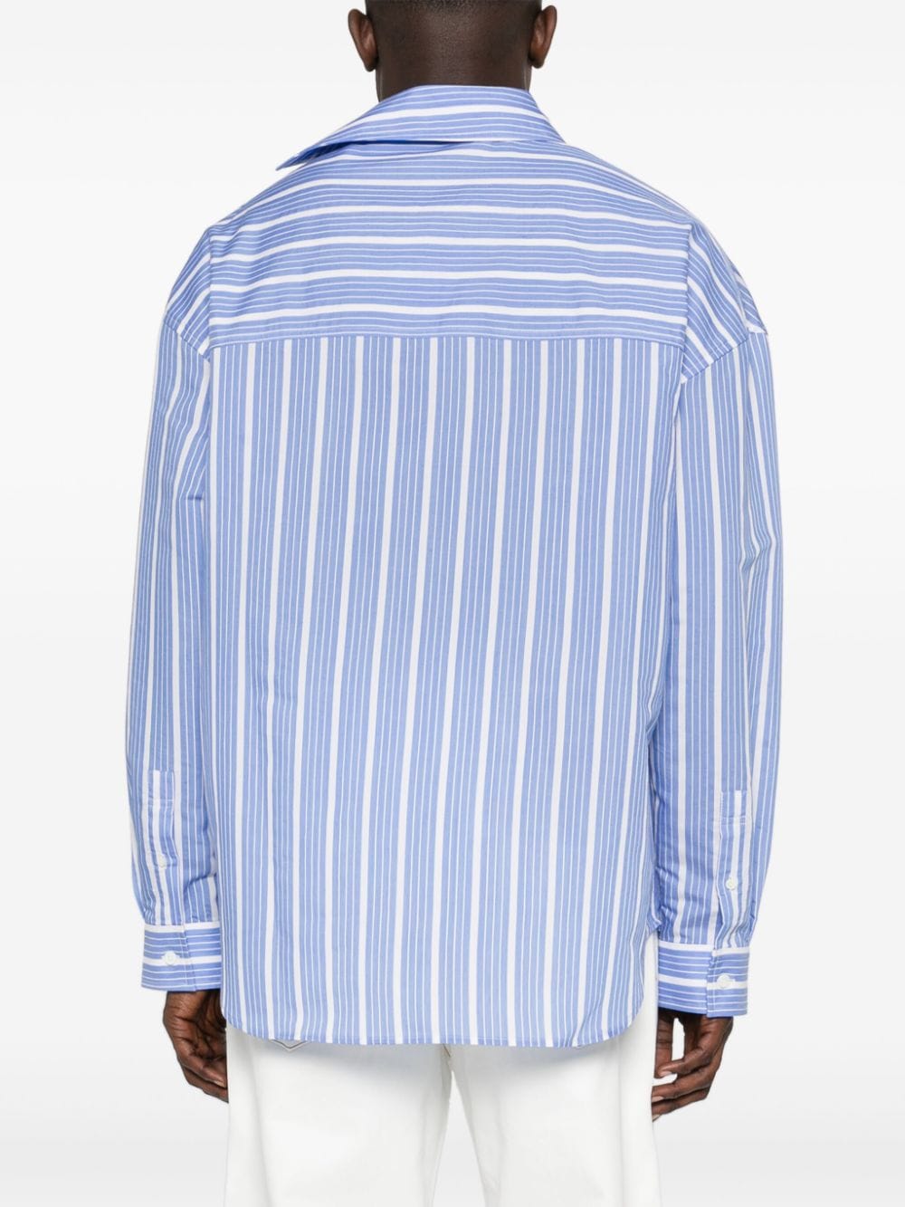 JACQUEMUS Men's Striped Long Sleeve Shirt - Blue and White